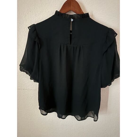 Loft Ruffle Balloon Sleeve Top in Black Size MP - Picture 6 of 6